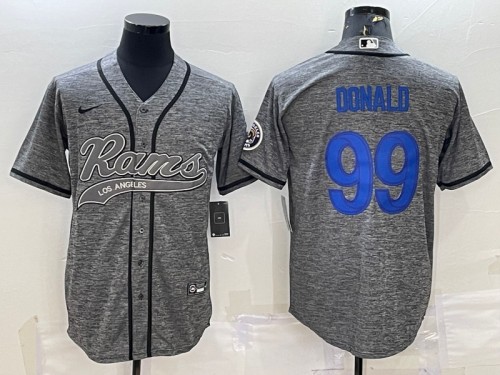 Men's Los Angeles Rams #99 Aaron Donald Gray With Patch Cool Base Stitched Baseball Jersey